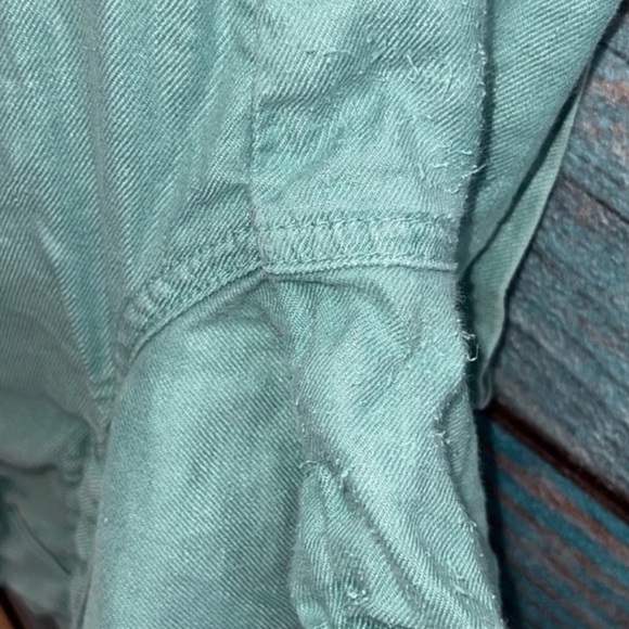 Anthropologie Level 99 Shorts 27 Teal Green Blue Linen Feel Cuffed Look Pockets - Picture 6 of 7